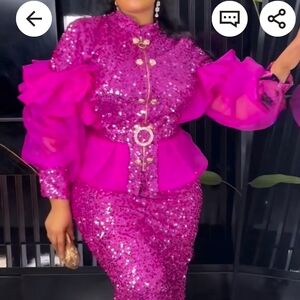 Glamorous Fuchsia Sequin 2peice Suit, Size 14   BRAND NEW